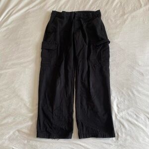 Black wide leg bootcut cargo pants